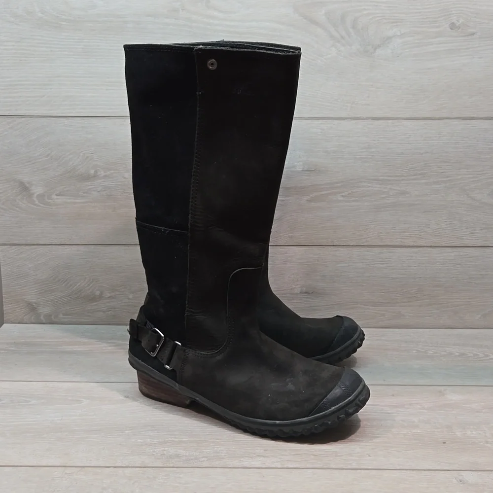 Sorel Women Tall Riding Leather Rubber Shoes sz 10